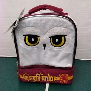 NWT:Harry Potter Hedwig Owl Gryffindor House Two Compartment Insulated Lunch Bag